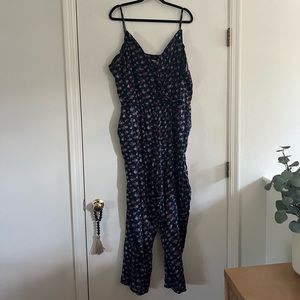 Lightweight, Floral Jumpsuit with V-neck Closure and Adjustable Straps